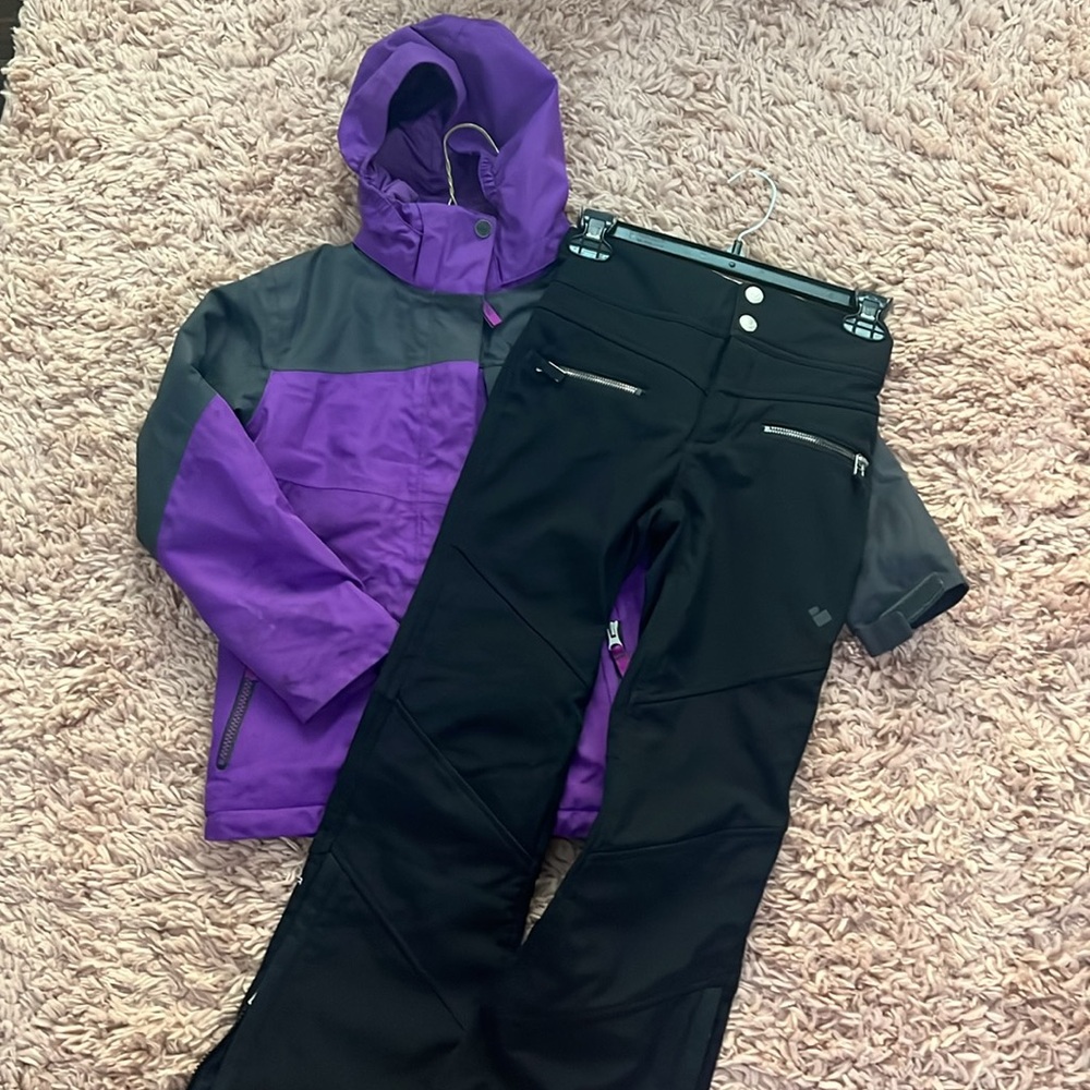 Girls Marmot Ski Jacket + Black Obermeyer ski pants 8-10